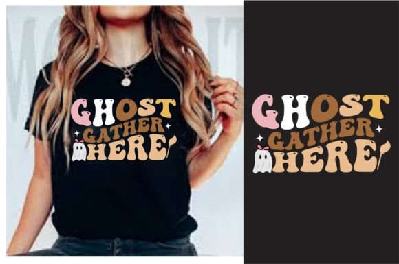 Ghosts Gather Here Retro T-Shirt Design