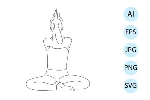 Line Art of Yoga in Eagle Arms Pose Graphics