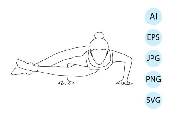 Line Art of Yoga in Eight Angles Pose: Graphics and Illustrations for Creative Design