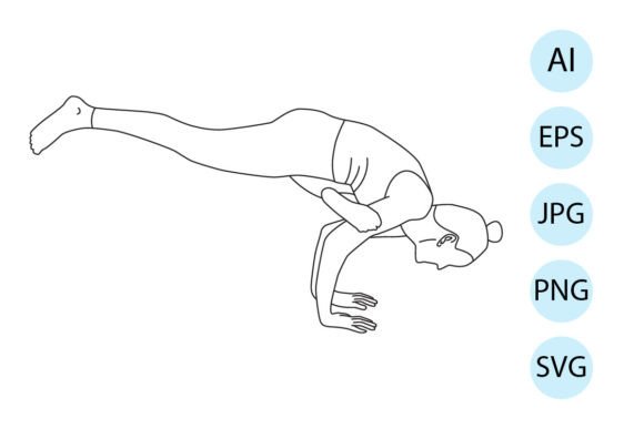 Line Art of Yoga in Fire Log Pose Graphics