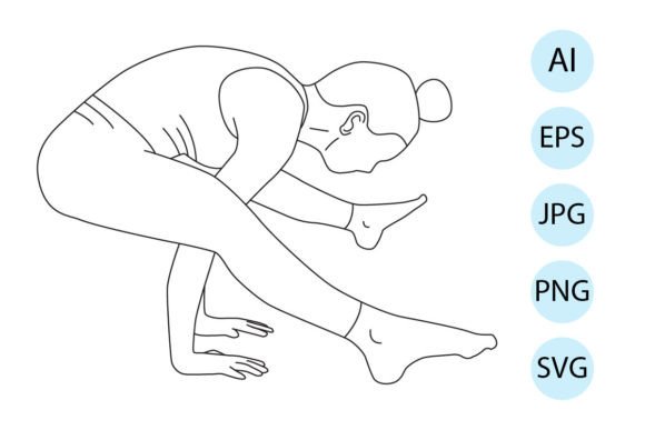 Line Art of Yoga in Firefly Pose Graphics