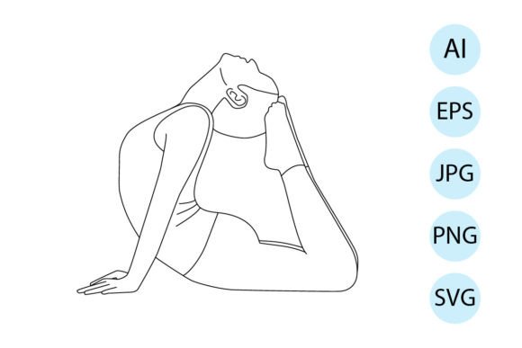 Line Art of Yoga in King Cobra Pose Graphics