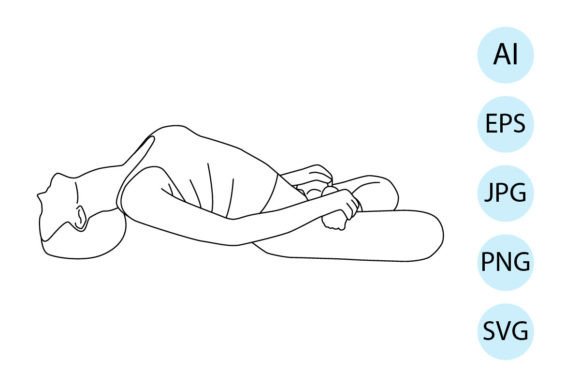 Line Art of Yoga in Lotus Fish Pose Graphics