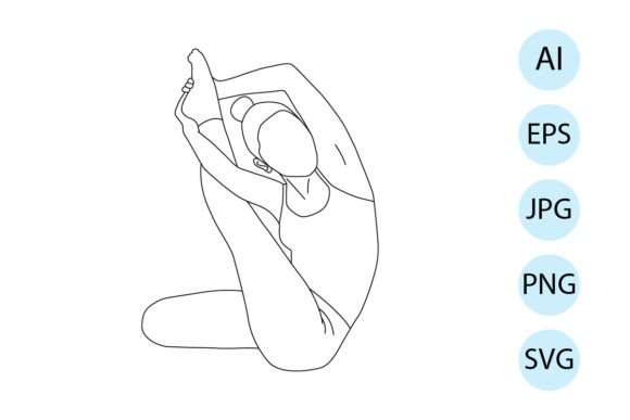 Line Art of Yoga in Revolved Heron Pose Graphics
