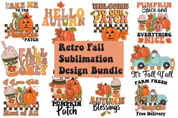 Retro Fall Sublimation Design Bundle